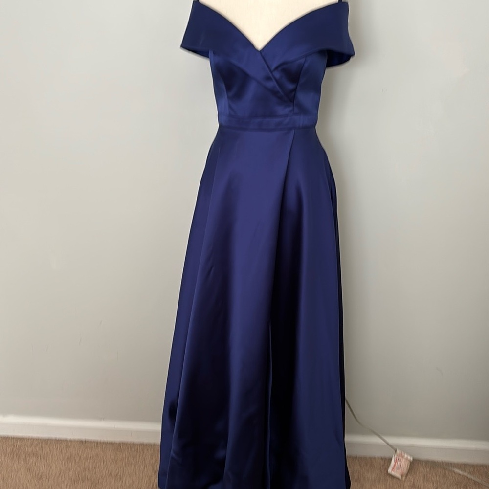 Elegant Blue Off-Shoulder gown